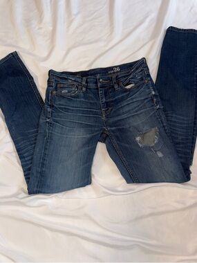 Dark Wash Distressed Women's Skinny Jeans - Size 26